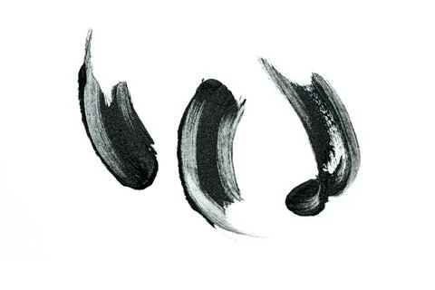 Black with glitter different strokes of brushes with make-up cosmetics Stock Photos