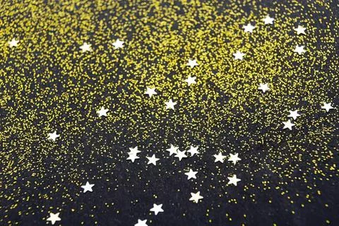 Black glitter with silver star confetti for celebration Stock Illustration