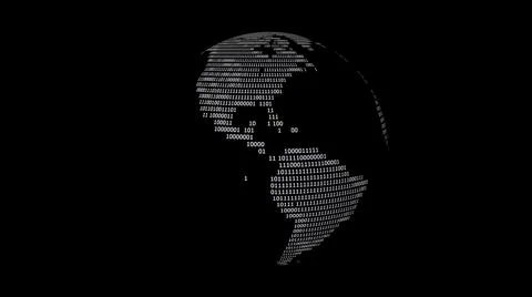 The black globe with a digital  and 1 code for the continents isolated on the Stock Illustration