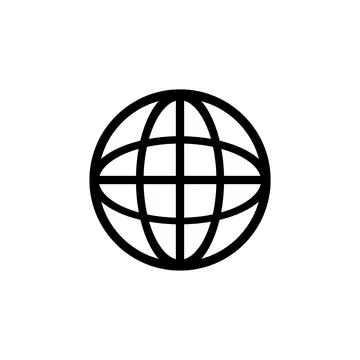 Black globe icon for web and digital navigation Stock Illustration