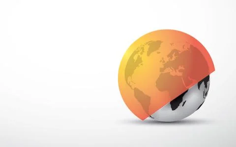 Black globe with a round orange shield Stock Illustration