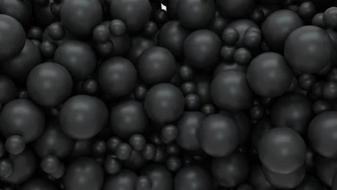 Black glossy Balls Falling Spheres Filling Empty Space Transition Stock Footage 153697399