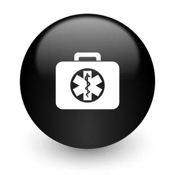 Black glossy computer icon Stock Illustration