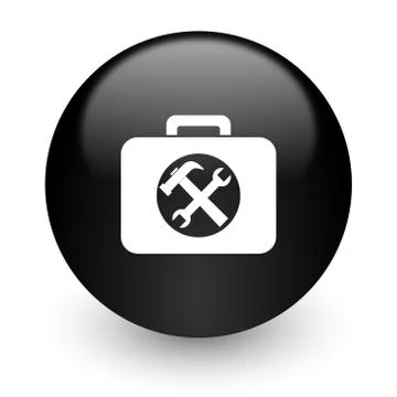 Black glossy computer icon Stock Illustration