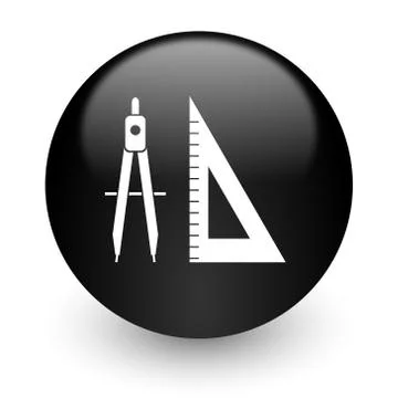 Black glossy computer icon Stock Illustration