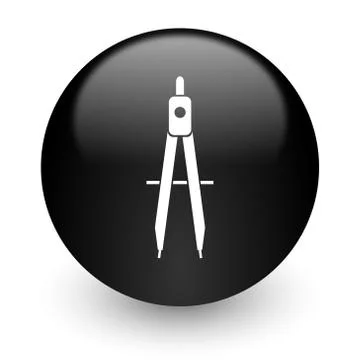 Black glossy computer icon Stock Illustration