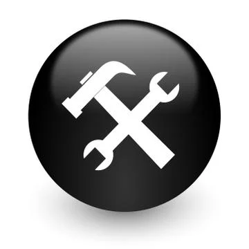 Black glossy computer icon Stock Illustration