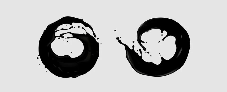 Black glossy liquid circle shape splash. Stock Illustration