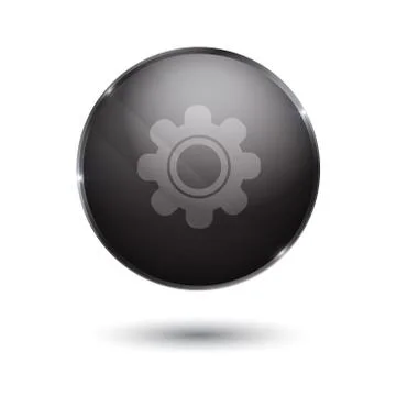 Black glossy Setting icon button Stock Illustration