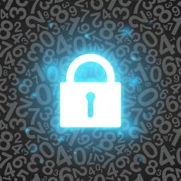 Black glowing lock Illustrazione stock