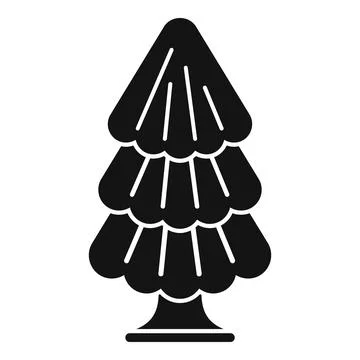 Black glyph cedar tree icon standing tall Stock Illustration