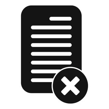 Black glyph document icon depicting deletion with cross sign イラスト素材