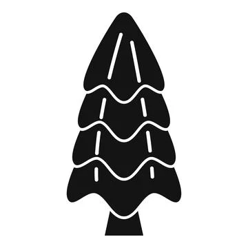 Black glyph icon of a coniferous tree with three branches Stock Illustration
