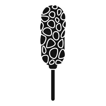 Black glyph icon representing a corn dog on a stick, a popular street food Stock Illustration