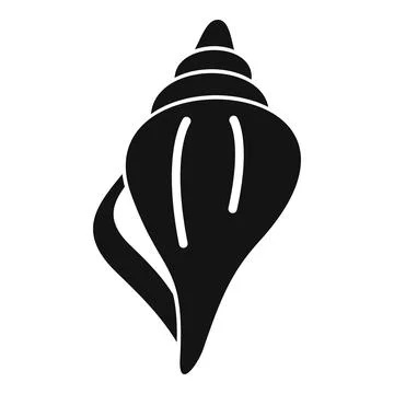 Black glyph icon representing a seashell with spiral pattern Illustrazione stock