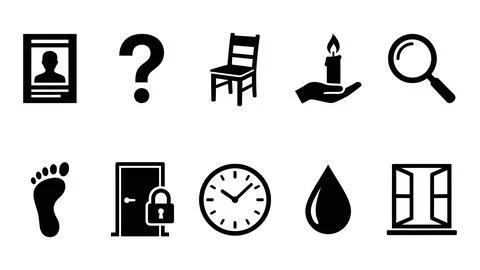 Black glyph icon set featuring various lifestyle and home objects. Stock Illustration