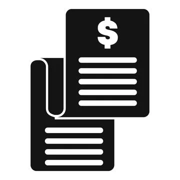 Black glyph icon of two documents for loan agreement Stock Illustration