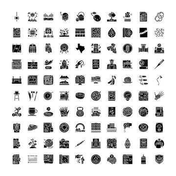 Black glyph icons collection for web and mobile design Stock Illustration
