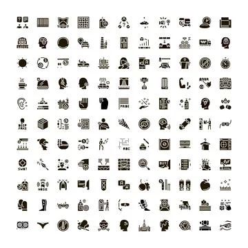 Black glyph icons representing various business concepts 库存插图