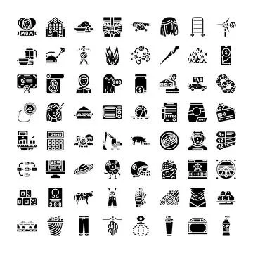 Black glyph icons set for web design 库存插图