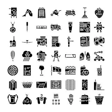Black glyph icons set for web and applications 스톡 일러스트