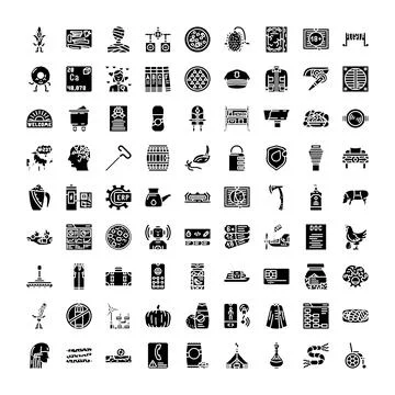 Black glyph icons set for web design elements Stock Illustration