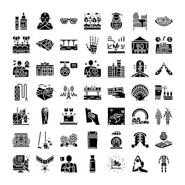 Black glyph icons set for web design Stock Illustration
