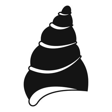 Black glyph style icon of a seashell showing its spiral structure Stock Illustration