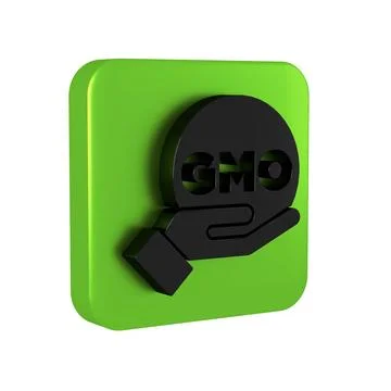 Black GMO icon isolated on transparent background. Genetically modified org.. Stock Illustration