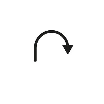 Black go back return arrow icon, simple vector u turn shape pointer flat desi Stock Illustration