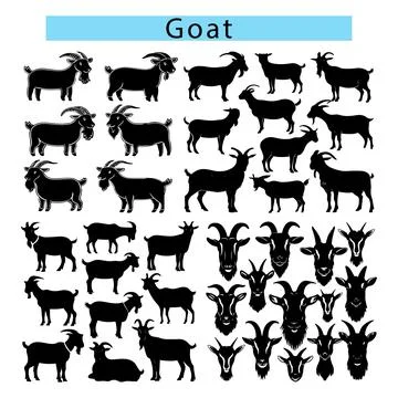 Black Goat head vector illustration, Goat silhouette vector graphics Stock Illustration