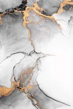 Black gold abstract background of marble liquid ink art painting on paper . Stock Illustration
