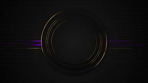 Black gold circular tech layered rings, striped texture, purple light accents, a Stock Footage 340474790