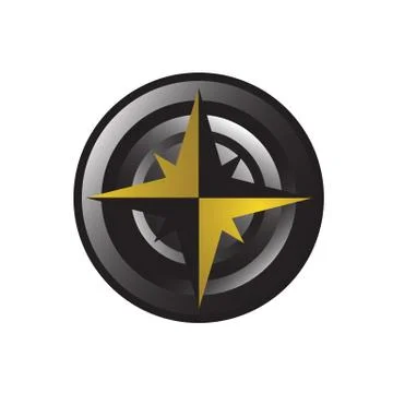 Black gold compass logo vector stylish concept design template Stock Illustration