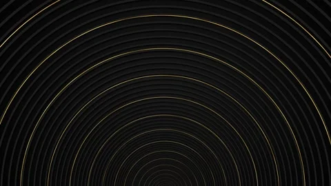 Black gold concentric lines background curved tunnel pattern, premium metallic a Stock Footage 340477237