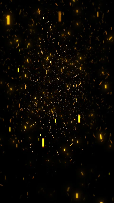 Black gold confetti particles background bright flying sparks, scattered light b Stock Footage 340457294