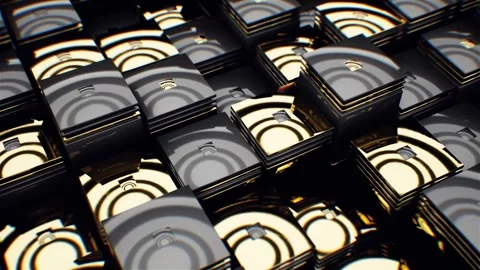 Black Gold Cubes Abstract Geometric Background Wave Animation Flying Camera  Stock Footage 306601854
