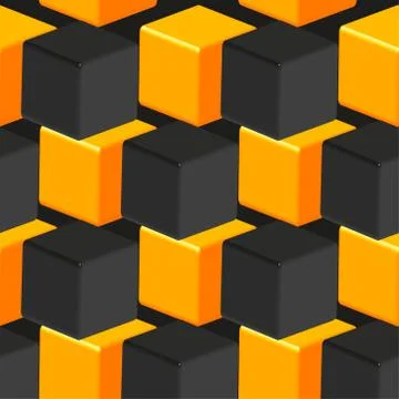 Black Gold Cubes Pattern on Black Stock Illustration