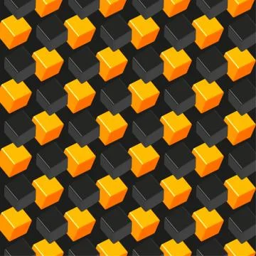 Black Gold Cubes Seamless Pattern on Black Illustrazione stock