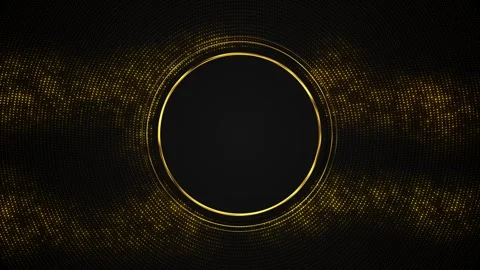 Black gold dotted circle background concentric particle rings, luxury dark space Stock Footage 340477191