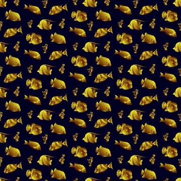 Black Gold Fish Seamless Pattern Illustration
