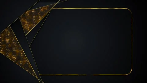 Black gold frame background glowing rectangular border, polygon shapes, dotted a Stock Footage 340452688