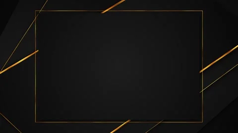 Black gold geometric rectangle frame thin metallic lines, dark premium center sp Stock Footage 340470520