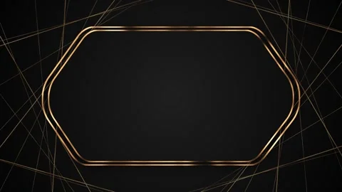Black gold hexagon frame background elegant metallic border, thin crossing lines Stock Footage 340477144