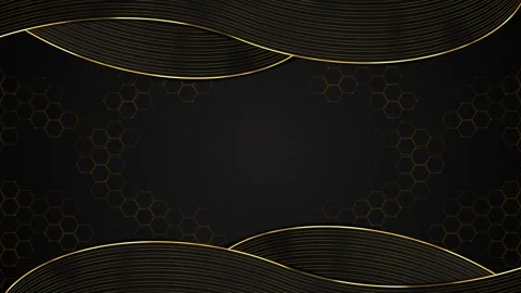 Black gold hexagon wave background curved line bands, honeycomb patterns Stock Footage 340477469