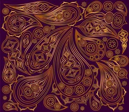 Black gold indian pattern. Vector. Ornament arabic. イラスト素材