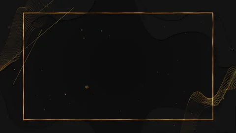 Black gold luxury frame background thin metallic border, flowing line waves, dar Stock Footage 340412240