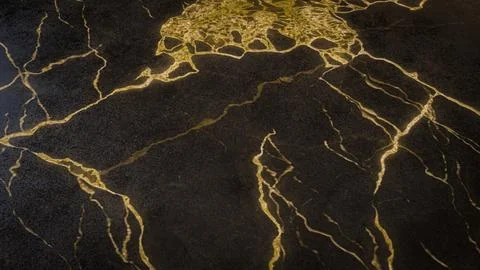 The Black Gold Marble for texture Background 3d Rendering. イラスト素材
