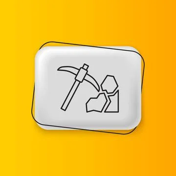 Black Gold mining icon isolated on yellow background. Silver rectangle butt.. Stock Illustration