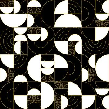Black Gold Seamless Circle Pattern Stock Illustration